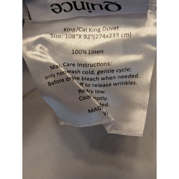 Quince European 100% Linen Duvet Cover 3PC Set Light Grey King/Cal King -NEW - Picture 5 of 8